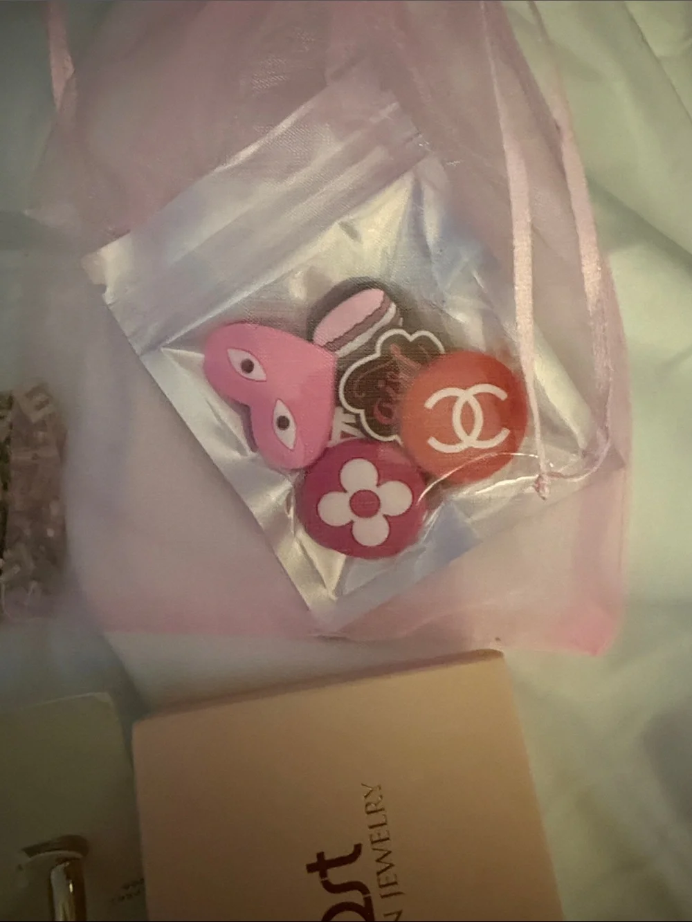 Kids Pink Bunny Charm Set with Assorted Beads